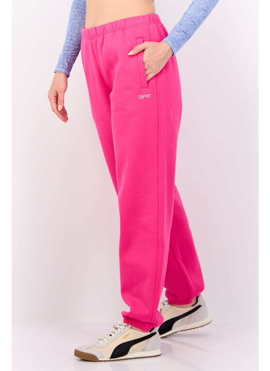 ESPRIT - Women Regular Fit Brand Logo Jogger Pants, Dark Pink - Image 1