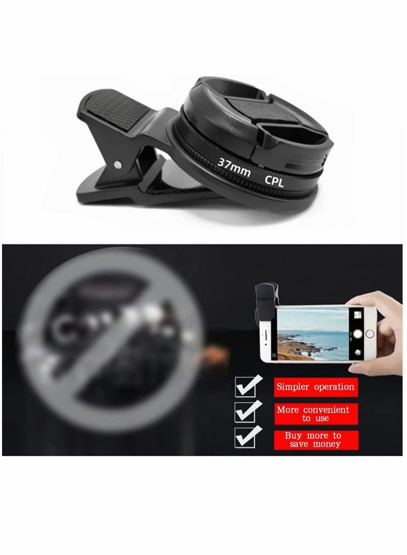 Captaintech 37mm CPL Phone Camera Lens Large Aperture Universal Portable Polarizer Clip on Cellphone Cpl Filter for Most Mobilephone Models Mobile Camera Lens Video Camera External Single Reflex Polarizer - Image 5