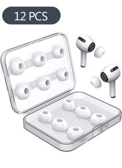 Ant 12-Pieces Replacement Ear Tips for AirPods Pro, White Silicone Memory Foam Ear Buds with Portable Storage Box (S/M/L, White)  - Image 1