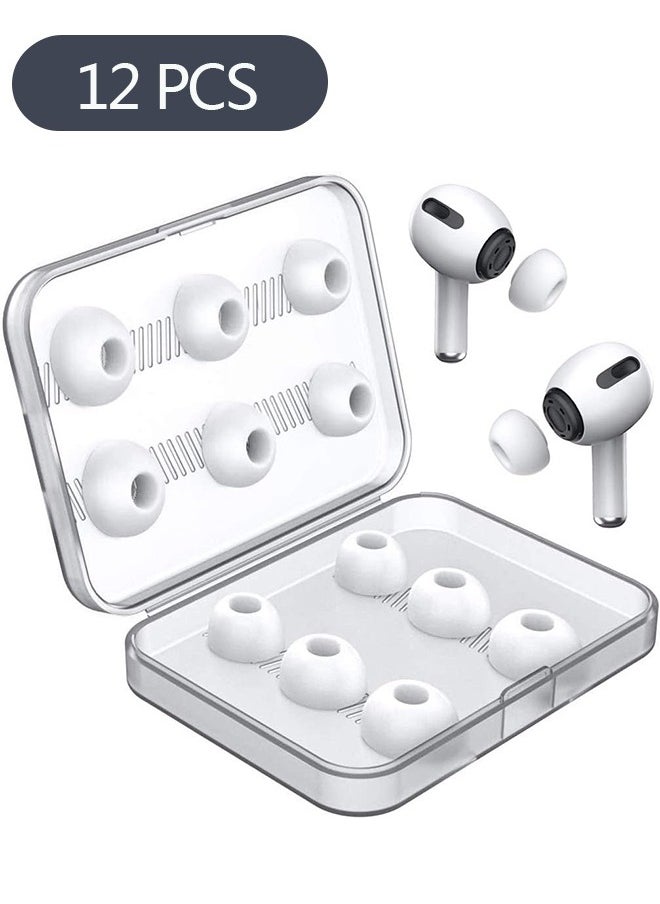 Ant 12-Pieces Replacement Ear Tips for AirPods Pro, White Silicone Memory Foam Ear Buds with Portable Storage Box (S/M/L, White)  - Image 1