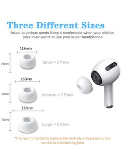 Ant 12-Pieces Replacement Ear Tips for AirPods Pro, White Silicone Memory Foam Ear Buds with Portable Storage Box (S/M/L, White)  - Image 2