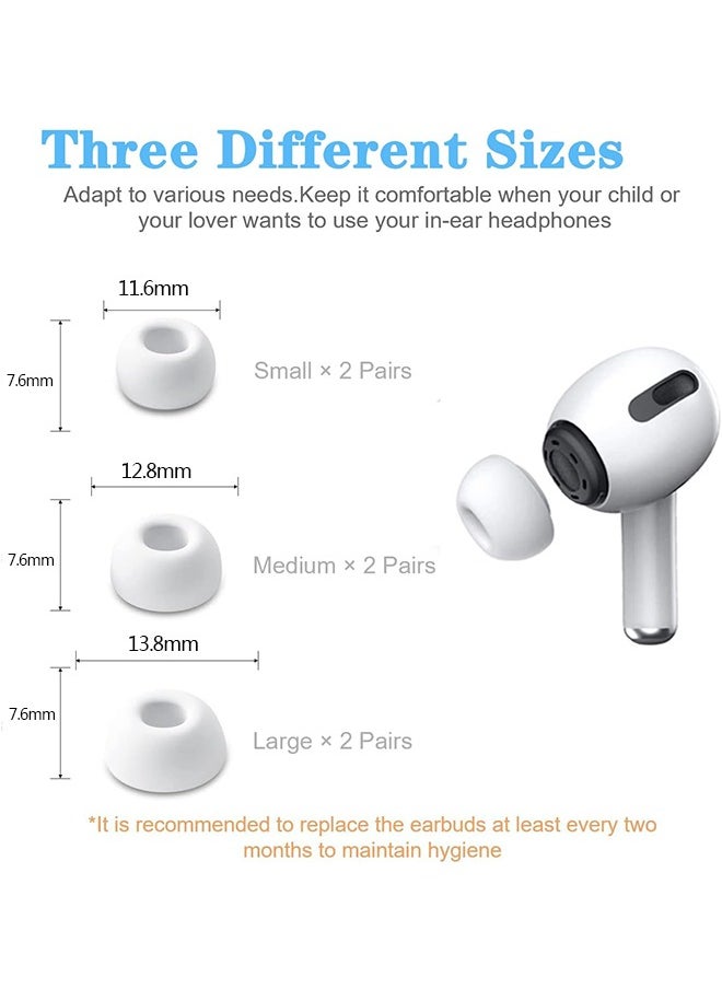 Ant 12-Pieces Replacement Ear Tips for AirPods Pro, White Silicone Memory Foam Ear Buds with Portable Storage Box (S/M/L, White)  - Image 2