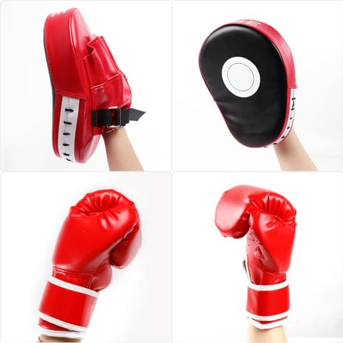 SEISSO 3-in-1 Boxing Equipment Punching Gloves Mitts Kick Pack Set for Kids Karate Mitts Pad for Beginners ​Arm Pad for Youth Child Boxing Gloves for Muay Thai, Taekwondo, MMA Training - Image 5