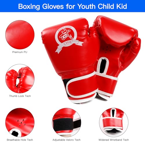 SEISSO 3-in-1 Boxing Equipment Punching Gloves Mitts Kick Pack Set for Kids Karate Mitts Pad for Beginners ​Arm Pad for Youth Child Boxing Gloves for Muay Thai, Taekwondo, MMA Training - Image 4