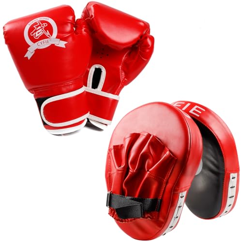 SEISSO 3-in-1 Boxing Equipment Punching Gloves Mitts Kick Pack Set for Kids Karate Mitts Pad for Beginners ​Arm Pad for Youth Child Boxing Gloves for Muay Thai, Taekwondo, MMA Training - Image 1