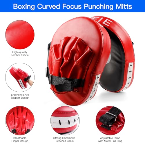 SEISSO 3-in-1 Boxing Equipment Punching Gloves Mitts Kick Pack Set for Kids Karate Mitts Pad for Beginners ​Arm Pad for Youth Child Boxing Gloves for Muay Thai, Taekwondo, MMA Training - Image 3
