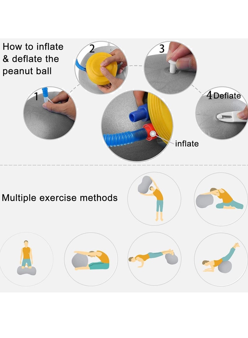 SYOSI Peanut Ball, Exercise Yoga Balance Stability Sitting Ball, Anti Burst Exercise Ball for Labor Birthing, Kids Sensory Toys, for Home & Gym Fintness, Include Pump & Yoga Strap - Image 4