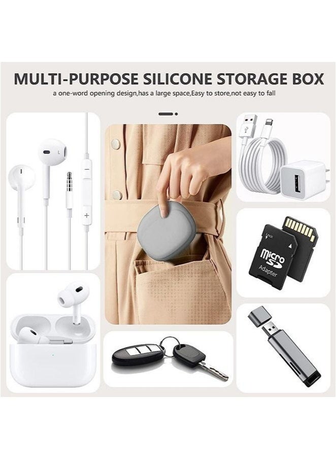 Loquat Silicone Headphone Organizer, Data Cable Storage Case, Reusable Fastening Cable Ties Cord Organizer, Mini Storage Bag, Mini Key Box, Cable Ties/Cable Straps Accessories Kit (Gray) - Image 3