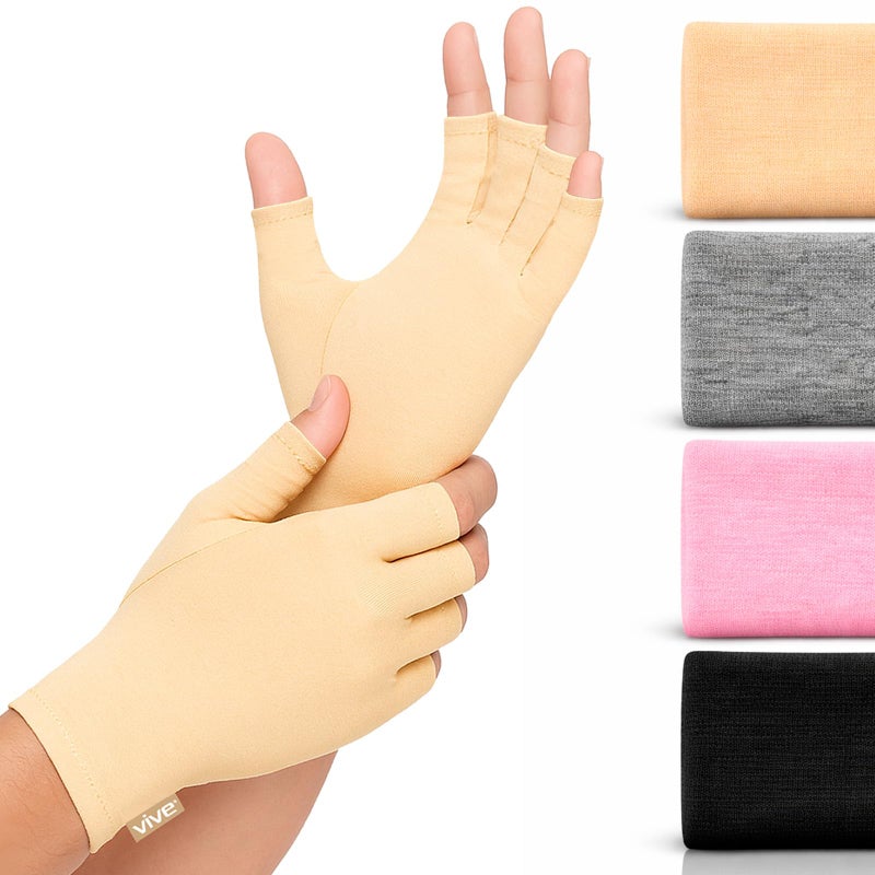 Vive Compression Arthritis Gloves - Comfortable Fit for Men and Women - Open Finger for Rheumatoid, Osteoarthritis - Image 1