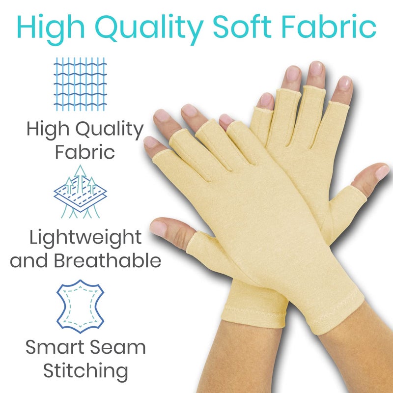 Vive Compression Arthritis Gloves - Comfortable Fit for Men and Women - Open Finger for Rheumatoid, Osteoarthritis - Image 3