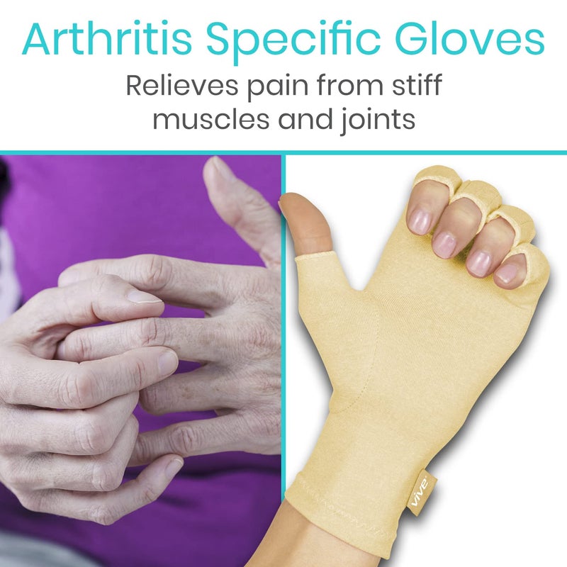 Vive Compression Arthritis Gloves - Comfortable Fit for Men and Women - Open Finger for Rheumatoid, Osteoarthritis - Image 2