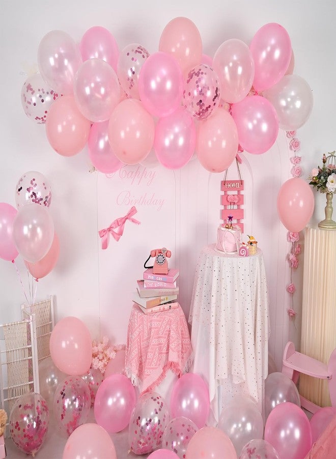 Togvu Balloons Pink and White, 60 Packs 12 Inch Light Pink White Balloons with Confetti Balloons for Birthday Party Decorations Girl Women, Wedding, Christening Baby Shower Party, Bridal Shower - Image 4