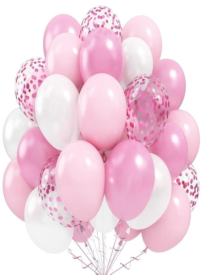 Togvu Balloons Pink and White, 60 Packs 12 Inch Light Pink White Balloons with Confetti Balloons for Birthday Party Decorations Girl Women, Wedding, Christening Baby Shower Party, Bridal Shower - Image 1