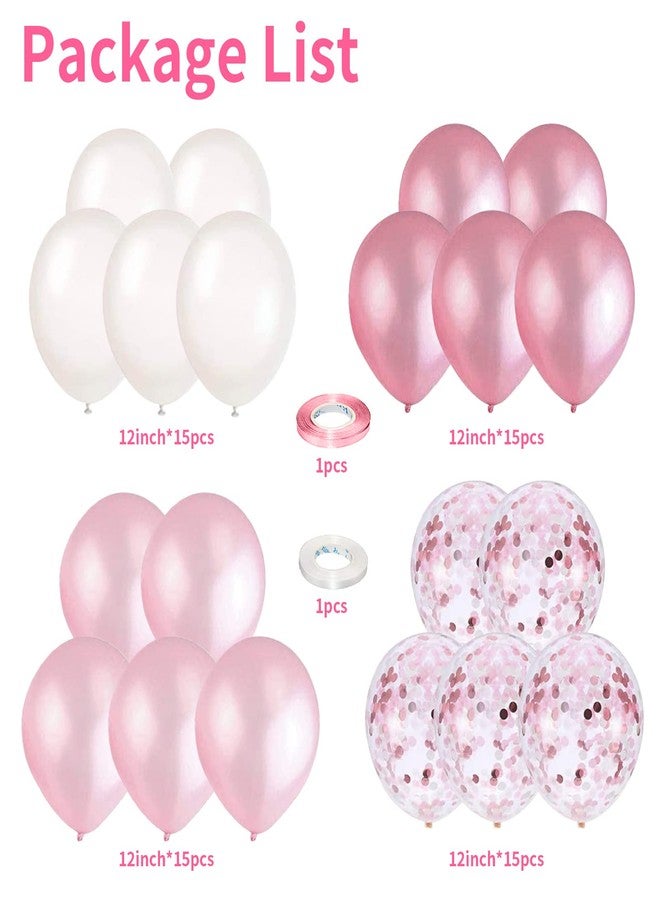 Togvu Balloons Pink and White, 60 Packs 12 Inch Light Pink White Balloons with Confetti Balloons for Birthday Party Decorations Girl Women, Wedding, Christening Baby Shower Party, Bridal Shower - Image 2