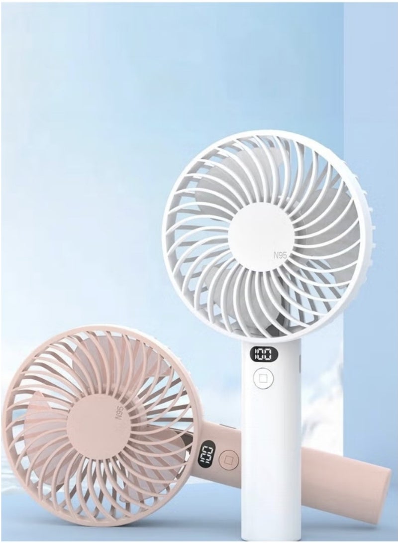 BEILINGDUN Handheld Fan,Speed(1-3) Adjustable Mini Fan,1200mAh Battery Rechargeable Personal Fan,Digital Display,For Women Men Travel/Camping/Outdoor-White - Image 1