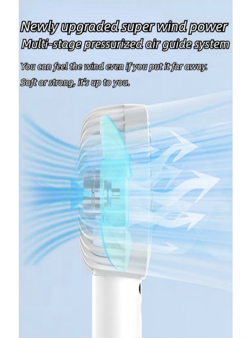 BEILINGDUN Handheld Fan,Speed(1-3) Adjustable Mini Fan,1200mAh Battery Rechargeable Personal Fan,Digital Display,For Women Men Travel/Camping/Outdoor-White - Image 4
