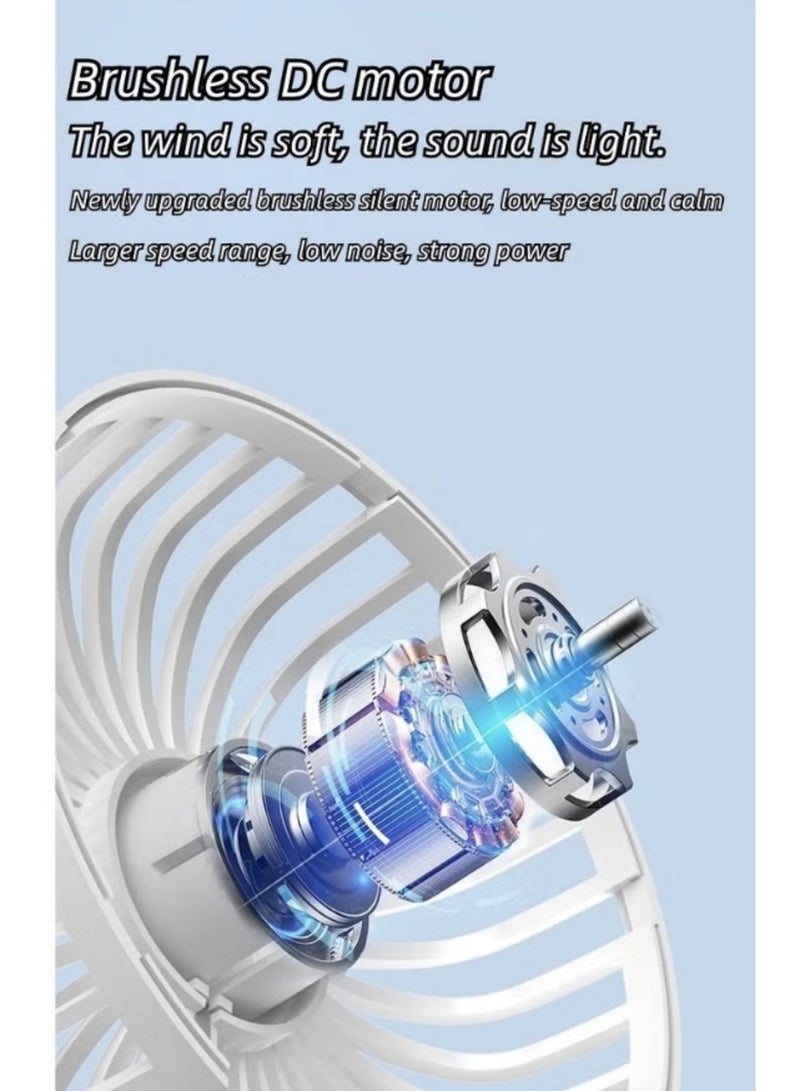 BEILINGDUN Handheld Fan,Speed(1-3) Adjustable Mini Fan,1200mAh Battery Rechargeable Personal Fan,Digital Display,For Women Men Travel/Camping/Outdoor-White - Image 5