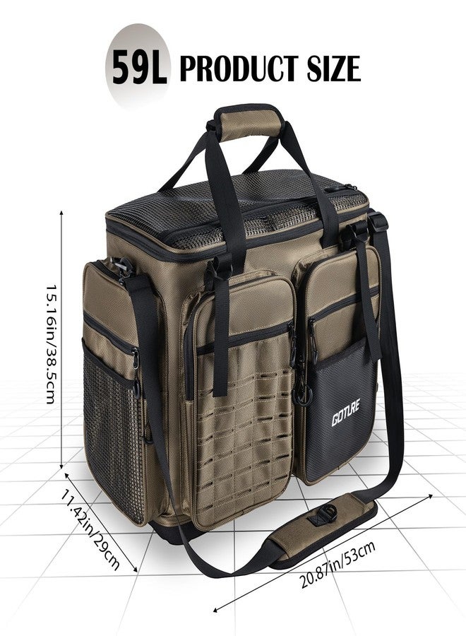 Goture Large Tackle Bag,Store Up to 8PCS 3700 Plus 4PCS 3600 Tackle Trays,Water Resistant Saltwater Gear Big Fishing Bag with EVA Bottom,Fishing Gifts for Men,(21.65"x11.8"x15.16")-Camo - Image 5