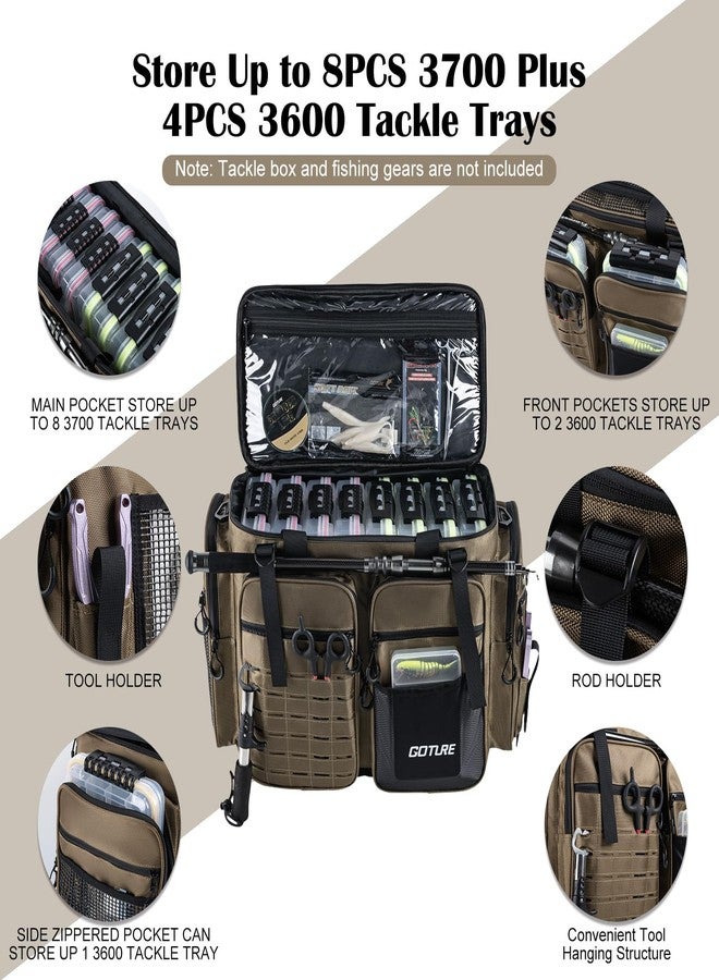 Goture Large Tackle Bag,Store Up to 8PCS 3700 Plus 4PCS 3600 Tackle Trays,Water Resistant Saltwater Gear Big Fishing Bag with EVA Bottom,Fishing Gifts for Men,(21.65"x11.8"x15.16")-Camo - Image 2