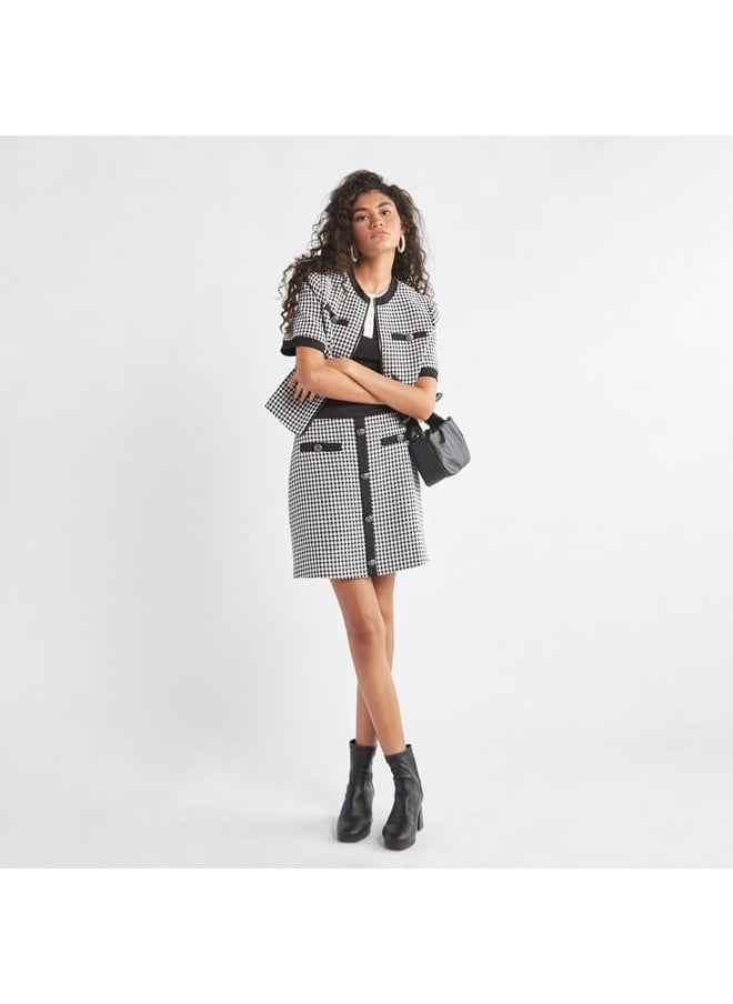 FAV Textured Crew Neck Top with Zip Closure  - Image 2