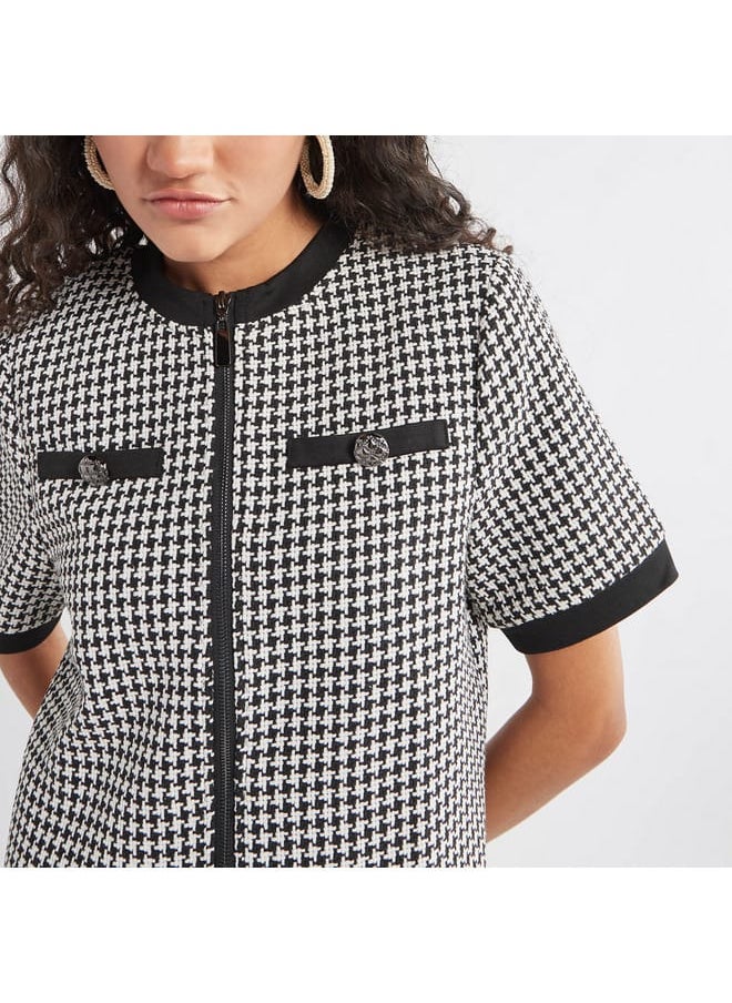 FAV Textured Crew Neck Top with Zip Closure  - Image 4