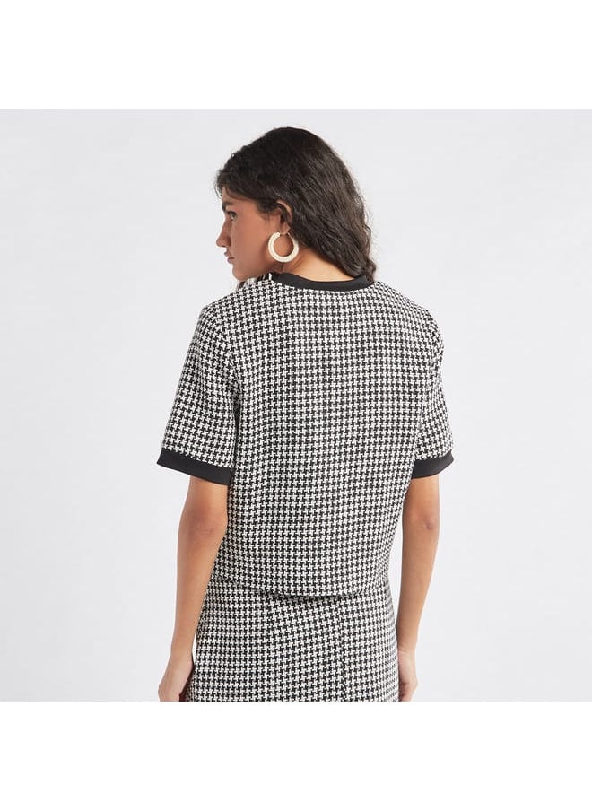 FAV Textured Crew Neck Top with Zip Closure  - Image 3