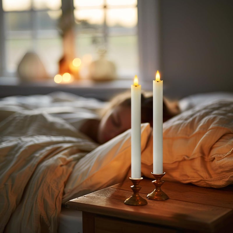Homemory Rechargeable Flameless Taper Candles, Real Waxy LED Candlesticks Flickering, Battery Operated Candles with Remote Timer, 9.6 Inches for Home Wedding Christmas Decor, 6 Pcs, White - Image 3