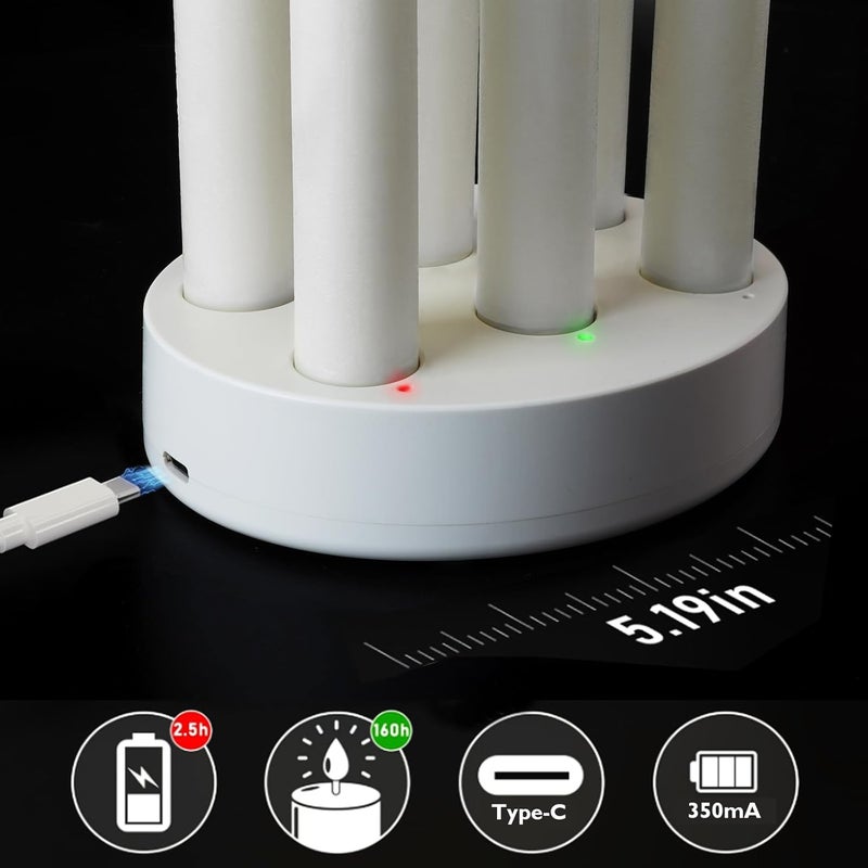 Homemory Rechargeable Flameless Taper Candles, Real Waxy LED Candlesticks Flickering, Battery Operated Candles with Remote Timer, 9.6 Inches for Home Wedding Christmas Decor, 6 Pcs, White - Image 2