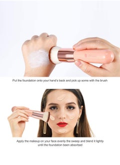 DUcare Foundation Brush for Liquid Makeup Flat Top Kabuki Synthetic Professional Makeup Brushes Liquid Blending Mineral Powder Buffing Stippling Makeup Tools Pink  - Image 3