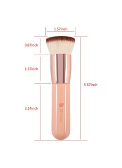 DUcare Foundation Brush for Liquid Makeup Flat Top Kabuki Synthetic Professional Makeup Brushes Liquid Blending Mineral Powder Buffing Stippling Makeup Tools Pink  - Image 5