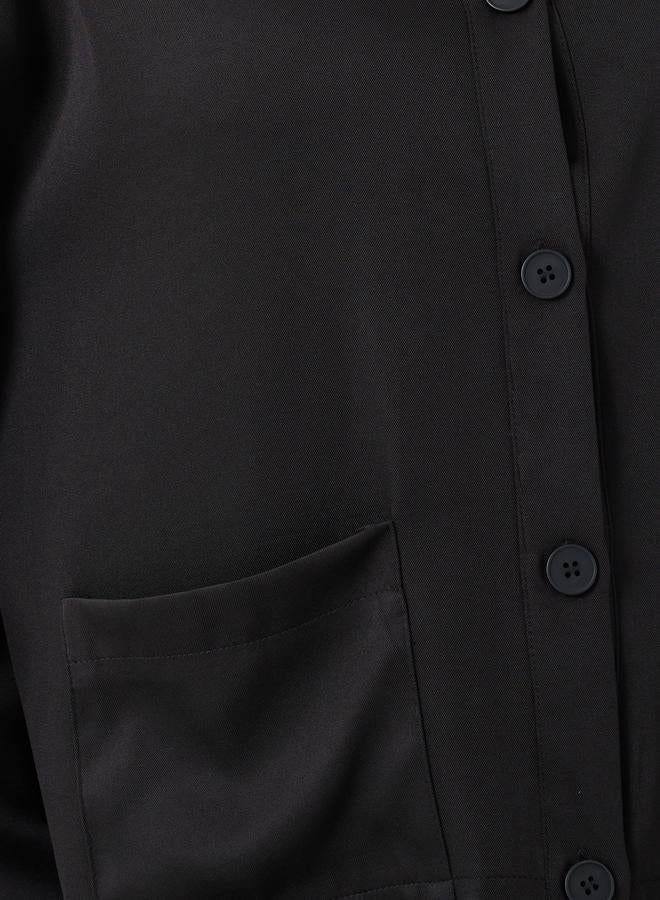 Styli Styli Solid Button Front Boxy Fit Jacket with Patch Pockets  - Image 4