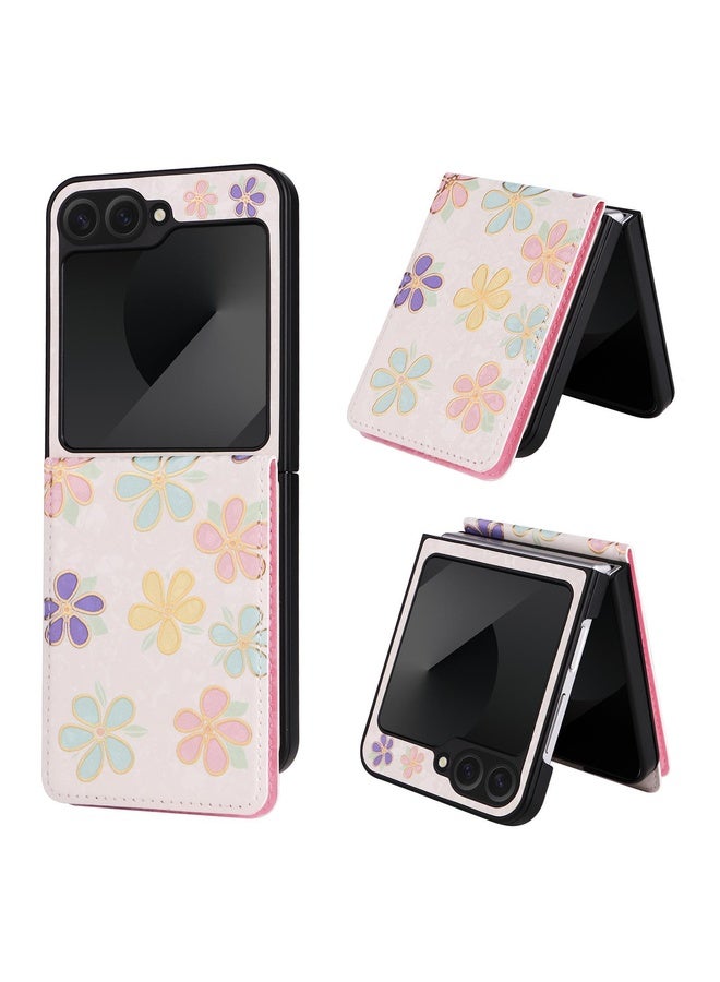 BURAQ Case Cover For Samsung Galaxy Z Flip6 / Flip7 FE Printed Double Buckle RFID Anti-theft Phone Case(Blossoming Flowers) - Image 1