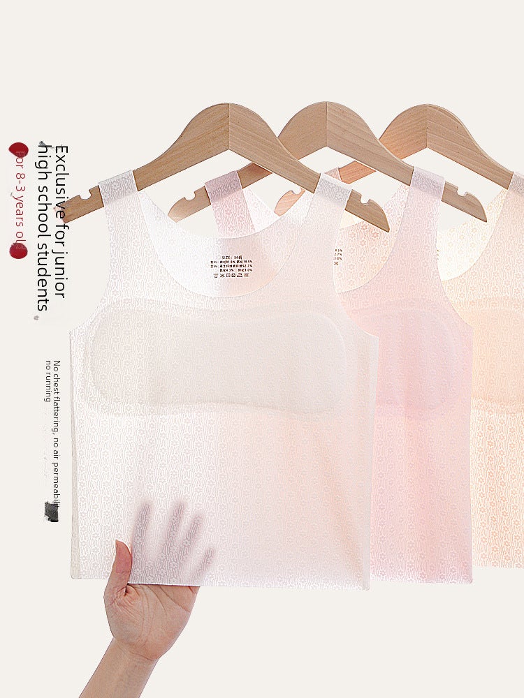 Strict selection of girls vest development period 7-12 years old primary school underwear female children junior high school anti-bump girl bra 6817# White  - Image 2