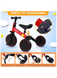 4 in 1 Kids Balance Bike Tricycles, Toddlers Trike with Adjustable Seat, Red - pzsku/Z3235E085BD82684BE70EZ/45/_/1728723939/8eacf458-2a6a-4264-810d-2ff0fde0c136