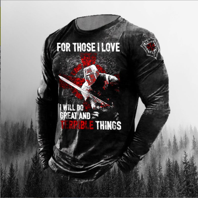2022 summer cross-border T-shirt European and American hip hop series digital 3D printing men's street long-sleeved sports T-shirt top - Image 5