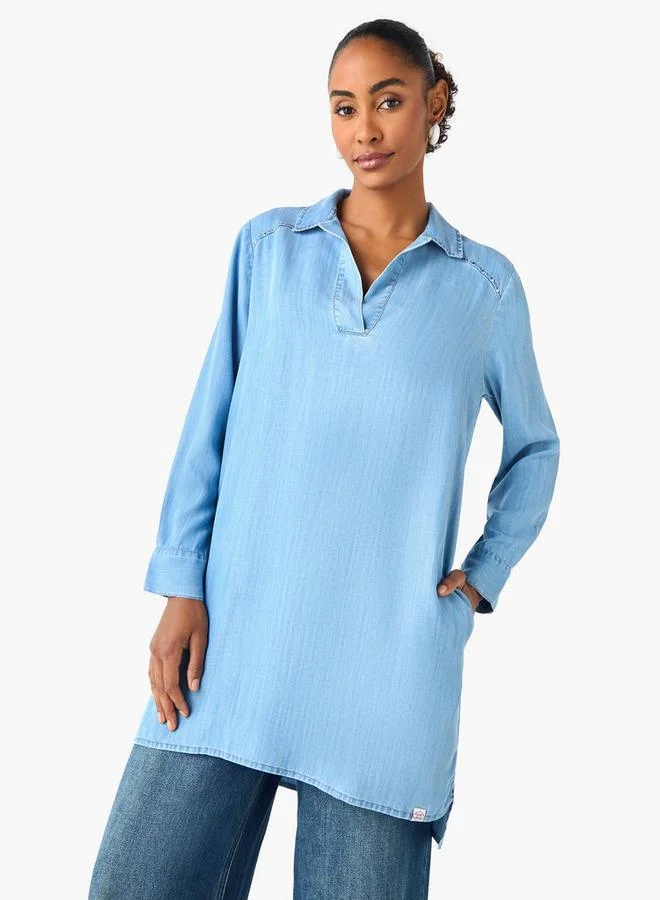 لي كوبر لي كوبر بلوزة قطنية طويلة بقصة عادية وجيب