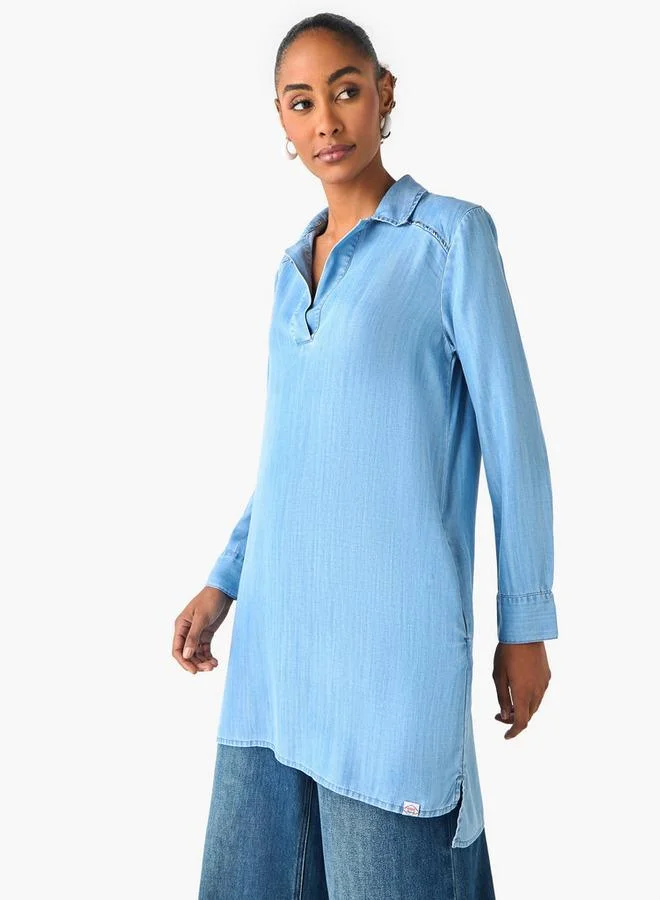 لي كوبر لي كوبر بلوزة قطنية طويلة بقصة عادية وجيب