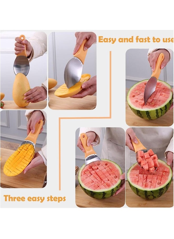 Generic - Mango Slicer, Mango Cutter Mango Splitter to Separate the pulp Watermelon Cutter Home Fruit Slicer with Non-Slip Handle for Split Mango/Watermelon/Avocado (Orange) - Image 1