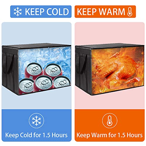 CIVJET 2-Pack Insulated Food Delivery Bag with Hard Bottom, XXX-Large Commercial Food Warmer, Insulated Reusable Grocery Cooler/Hot Bags, Tote Bag for Shopping/Travel/Doordash, Black - Image 3