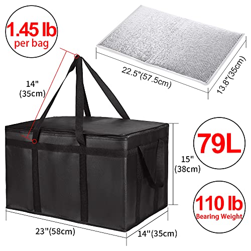 CIVJET 2-Pack Insulated Food Delivery Bag with Hard Bottom, XXX-Large Commercial Food Warmer, Insulated Reusable Grocery Cooler/Hot Bags, Tote Bag for Shopping/Travel/Doordash, Black - Image 2