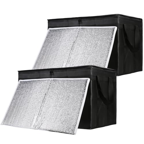 CIVJET 2-Pack Insulated Food Delivery Bag with Hard Bottom, XXX-Large Commercial Food Warmer, Insulated Reusable Grocery Cooler/Hot Bags, Tote Bag for Shopping/Travel/Doordash, Black - Image 1