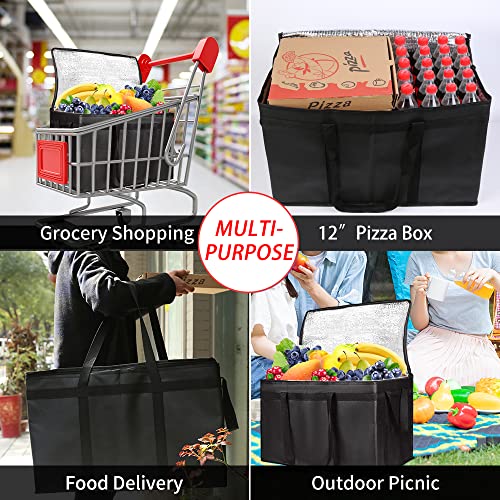 CIVJET 2-Pack Insulated Food Delivery Bag with Hard Bottom, XXX-Large Commercial Food Warmer, Insulated Reusable Grocery Cooler/Hot Bags, Tote Bag for Shopping/Travel/Doordash, Black - Image 5