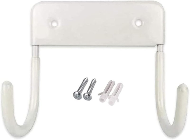 حامل لوح الكي الحائطي من الفولاذ الأبيض مع رف تخزين وخطافات - Image 1