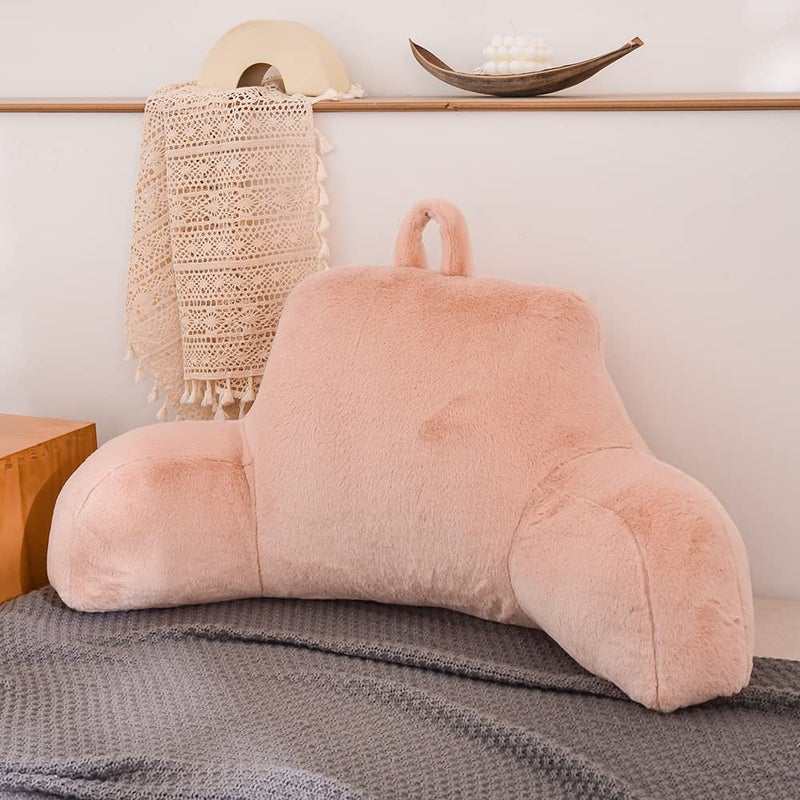 Btargot Reading Pillow Bed Wedge Large Adult Backrest Lounge Cushion with Arms  Back Support for Sitting Up in Bed Blush