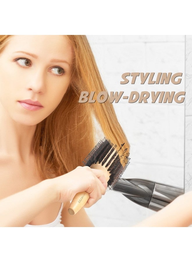 او بروشزوو فرشاة مستديرة من براشزو لفرشاة الشعر الدائرية للنساء والرجال لتصفيف وتمويج وتمليس فرشاة خشبية مستديرة تضيف حجمًا لامعًا (2.2 بوصة) - Image 3