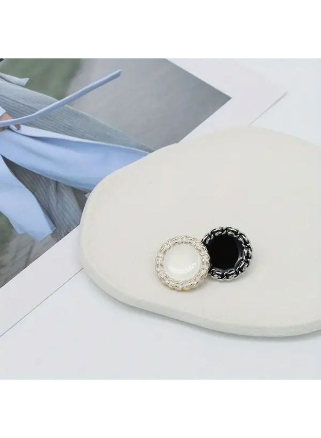 White Metal Buttons 18MM 5pcs Decorative Round Coat Closures for Cardigans Blazers Jackets - Image 2
