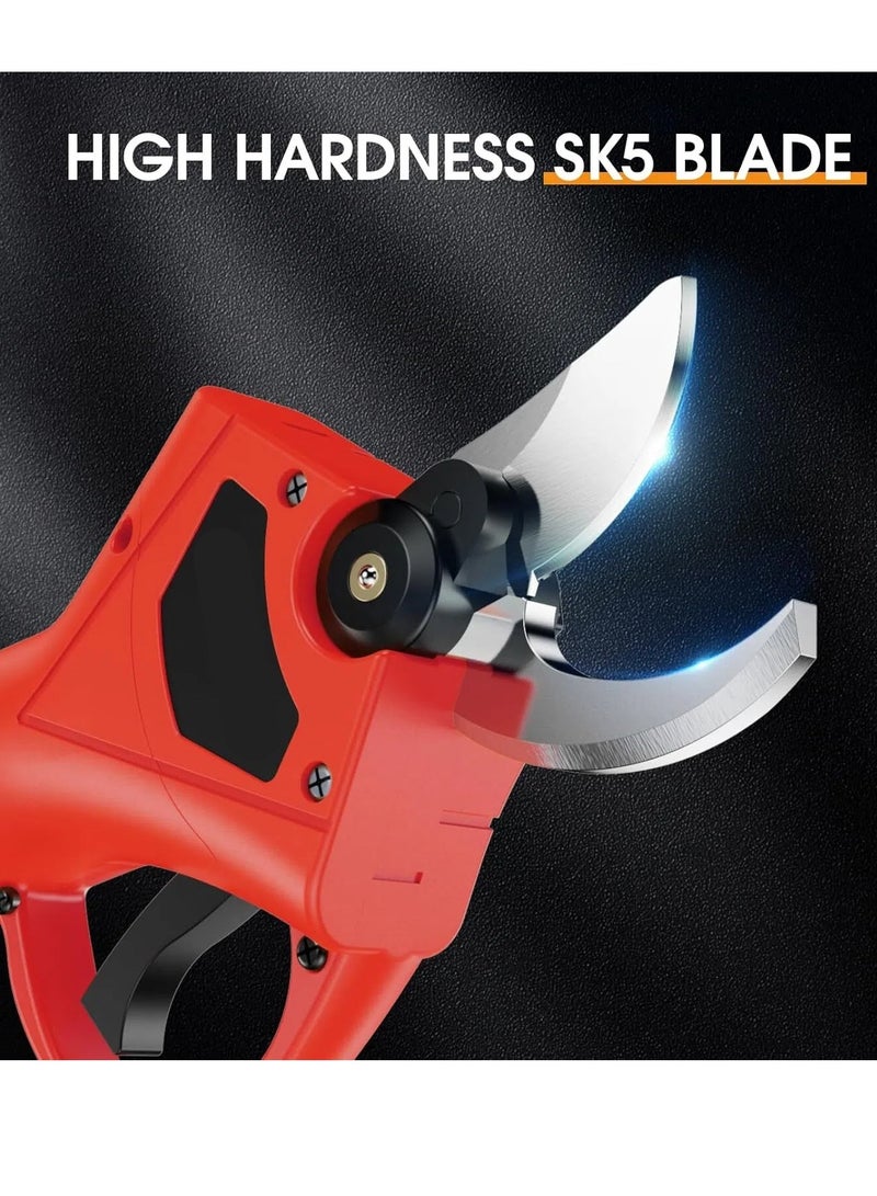 ONLYMAY Electric Pruning Shears, 30mm 1.18'' Cutting Diameter Professional Cordless Electric Pruner for Tree Trimming Branch Cutter, (2Pcs 2000mAh Battery & 1 Charger Included), Red - Image 4