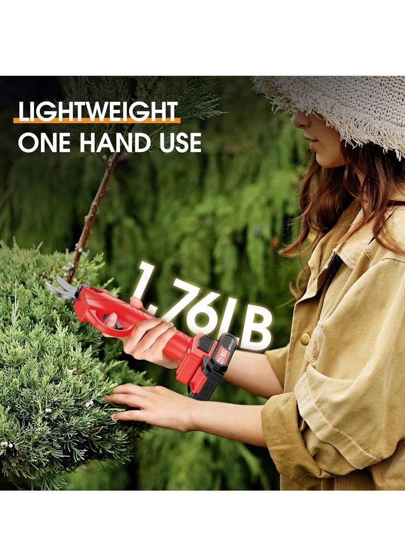 ONLYMAY Electric Pruning Shears, 30mm 1.18'' Cutting Diameter Professional Cordless Electric Pruner for Tree Trimming Branch Cutter, (2Pcs 2000mAh Battery & 1 Charger Included), Red - Image 3