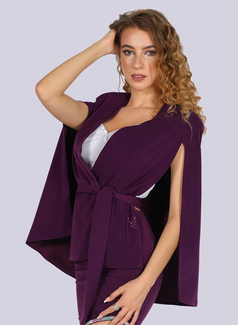 NIVA FASHION HOUSE Orchid Flared Split Sleeve Cape  - Image 5