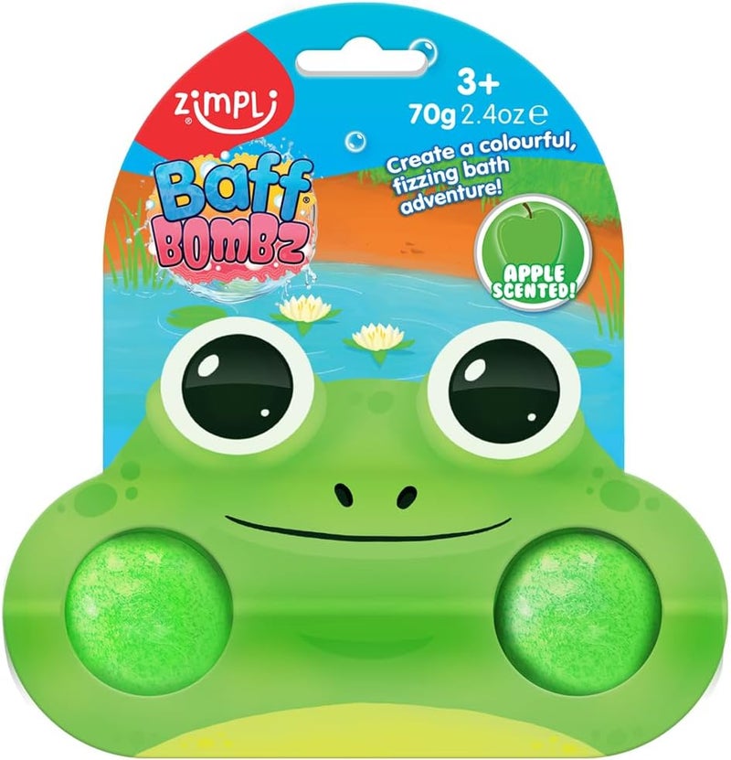 ZIMPLI Large Frog Baff Bombz on Gift Card Bath Bombs for Boys Girls Party Bag Fillers Prizes Rewards Pinata Toys Pocket Money Gift